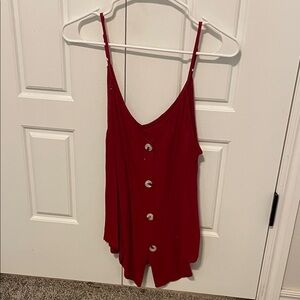 Red Button-Down Women's Top